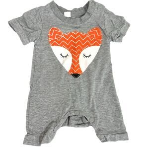 Gray Fox Short Sleeve Romper Size 0-3 Months Cotton